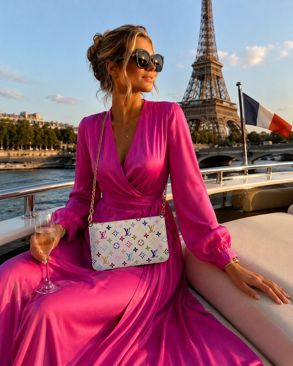 Louis Vuitton Murakami Pochette LV x TM Multicolor Neverfull MM Wristlet Bag NEW